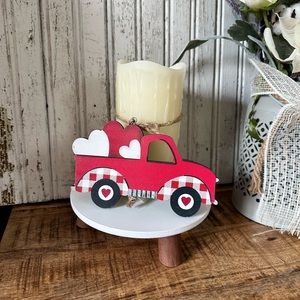 Wood Truck with Red Hearts